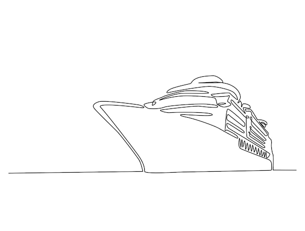 Dibujo continuo de una línea del transporte turístico de cruceros