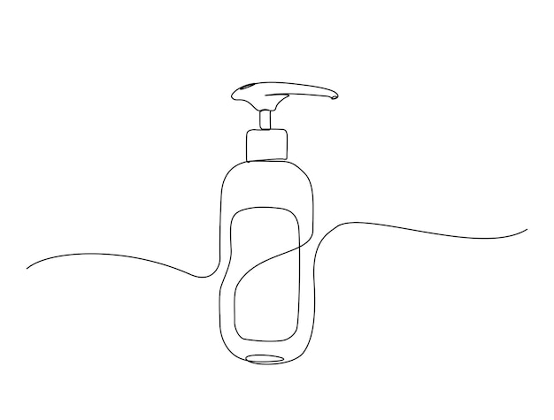Dibujo continuo de una línea del tubo de loción cosmética