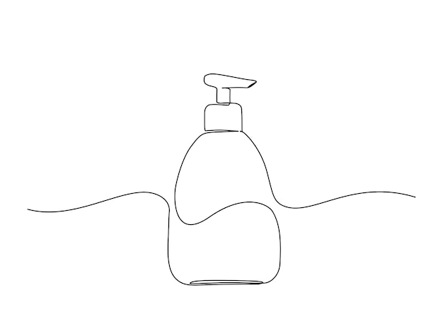 Dibujo continuo de una línea del tubo de loción cosmética