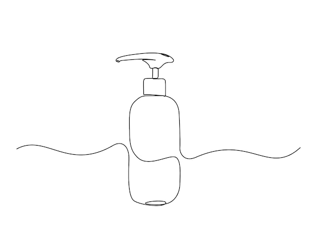 Dibujo continuo de una línea del tubo de loción cosmética