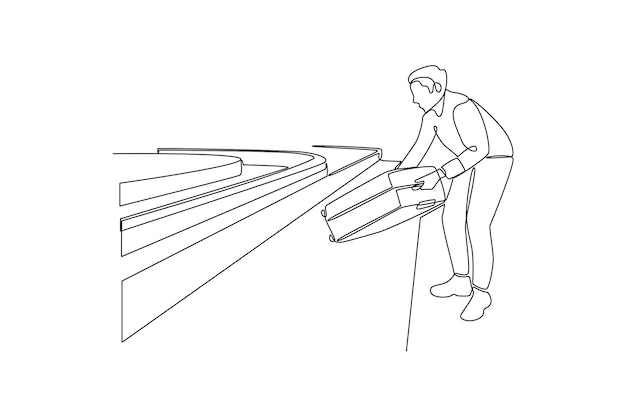 Dibujo continuo de una línea Usted ha llegado concepto ilustración vectorial Doodle