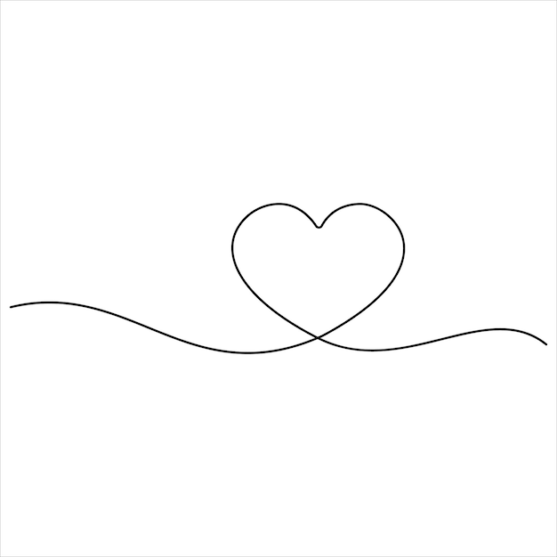 Dibujo continuo de una línea del vector Amor Ilustración en forma de corazón