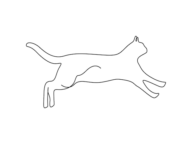 Dibujo continuo de una línea de vector de gato lindo ilustración de vector premium