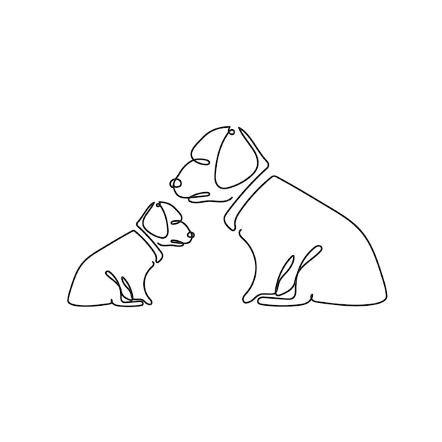 Dibujo continuo de una línea de un vector de perro