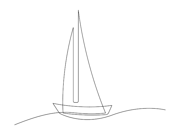 Dibujo continuo de una línea de vector de velero ilustración de vector premium