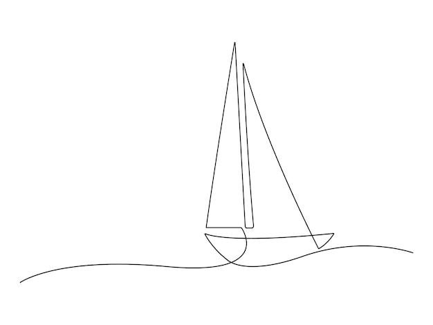 Dibujo continuo de una línea de vector de velero ilustración de vector premium