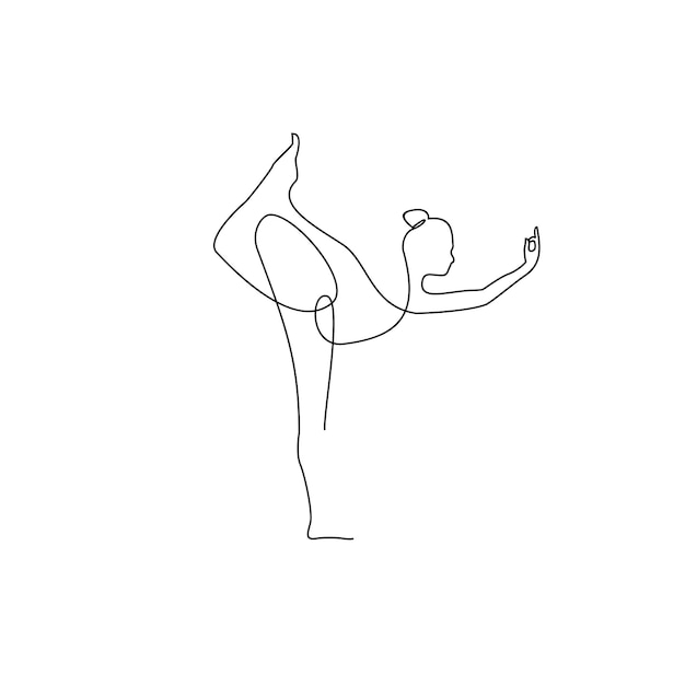 Dibujo continuo de una línea de yoga