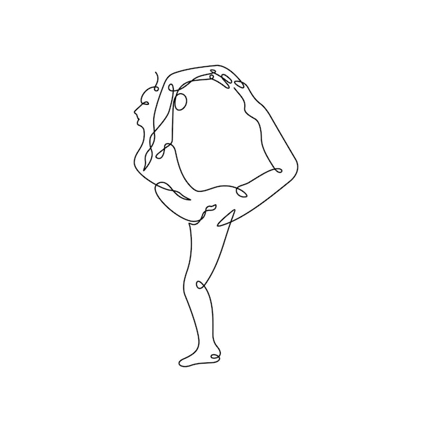 Dibujo continuo de una línea de yoga