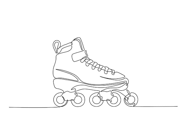 Dibujo continuo de una línea del zapato de las cuchillas de rodillos