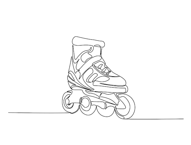 Dibujo continuo de una línea del zapato de las cuchillas de rodillos