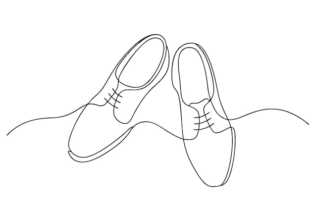 Dibujo continuo en una línea de zapatos Arte del calzado minimalista