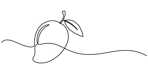Dibujo continuo de un mango en una línea. Ilustración vectorial de Doodle con fondo blanco minimalista.