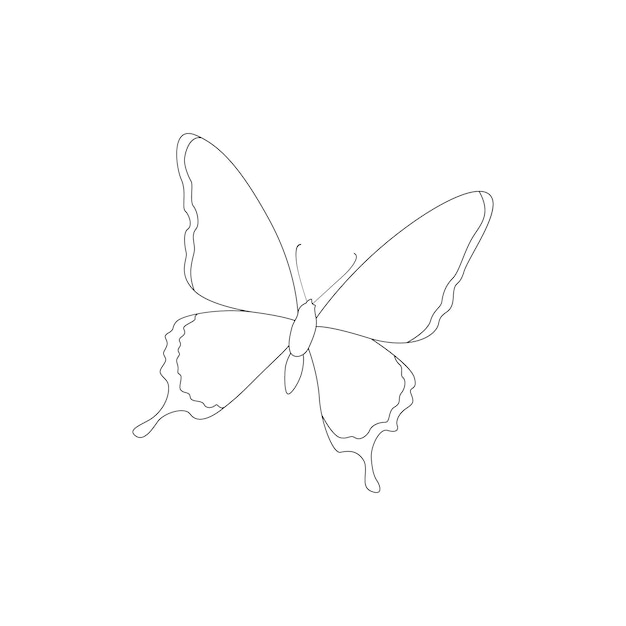 Dibujo continuo de mariposa de una línea y dibujo vectorial de un solo contorno simple