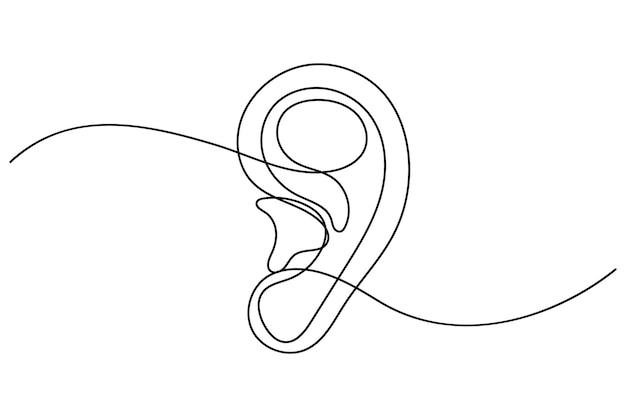 Dibujo continuo de una oreja humana