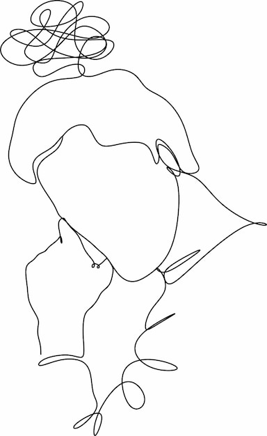 El dibujo continuo de una persona que se siente triste cansado y preocupado problemas fracasos y roto él