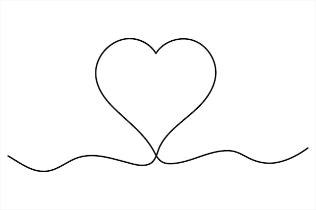 Un dibujo continuo de un símbolo de corazón y amor aislado en un fondo blanco Ilustración artística