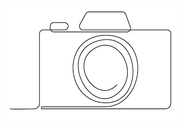 dibujo continuo de una sola línea Arte de línea del icono de la cámara fotográfica retro Ilustración vectorial