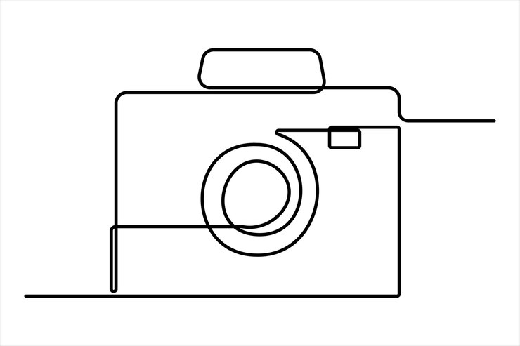 Vector dibujo continuo de una sola línea arte de línea del icono de la cámara fotográfica retro ilustración vectorial