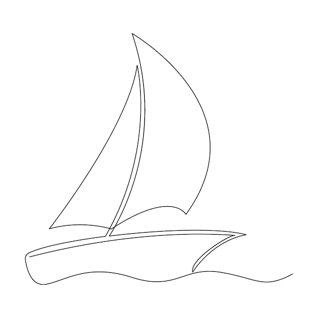 Dibujo continuo de una sola línea en el arte de vacante de veleros
