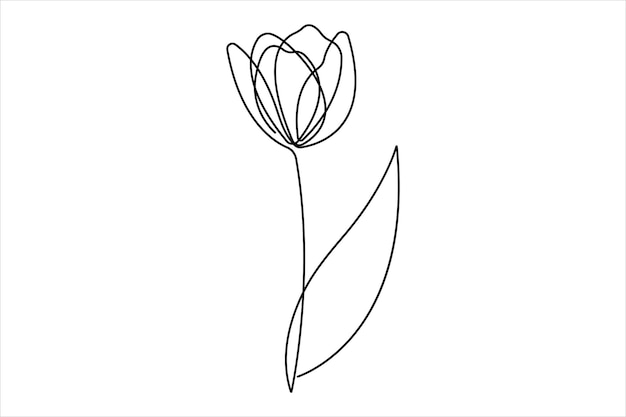 Un dibujo continuo de una sola línea de belleza de la flor del tulipán vector estilo floral tropical mínimo amor r