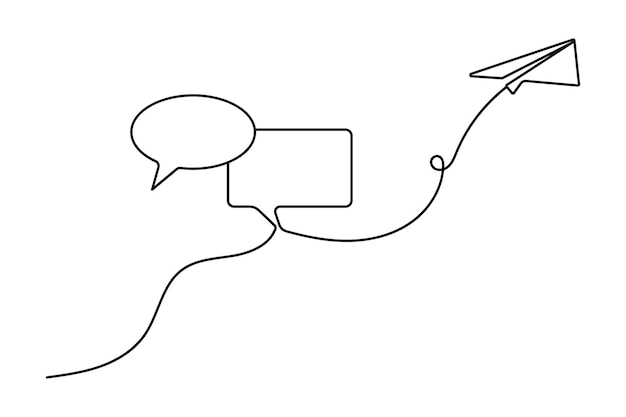 Dibujo continuo de una sola línea de burbuja de habla de forma cuadrada diseño vectorial de contorno simple