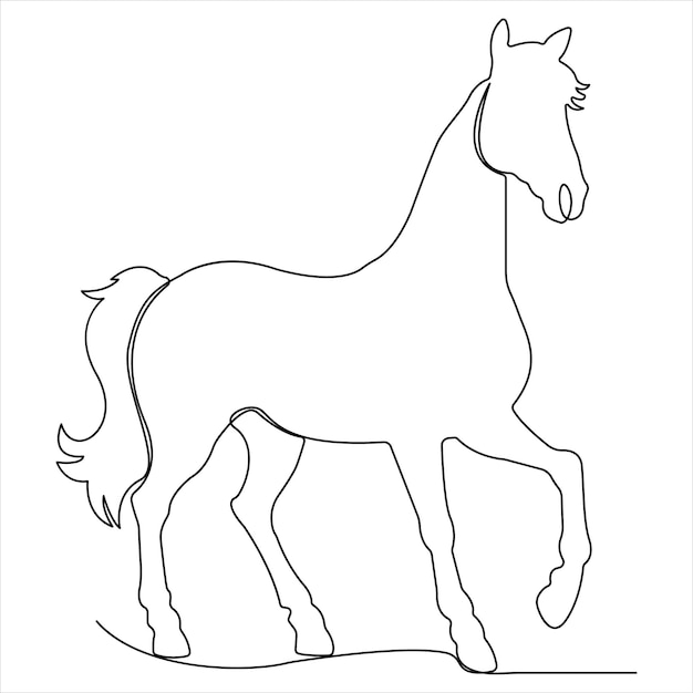 Dibujo continuo de una sola línea de un concepto de animal de caballo Ilustración vectorial de diseño de un solo dibujo de línea
