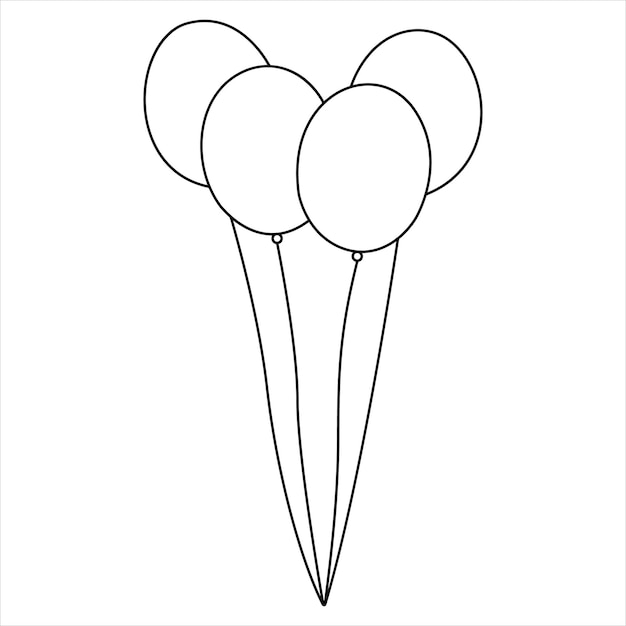 Dibujo continuo de una sola línea del concepto de decoración de la fiesta de vacaciones con globo de celebración de cumpleaños