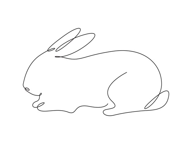 Dibujo continuo de una sola línea de conejo conejo lindo ilustración vectorial simple dibujada pro vector