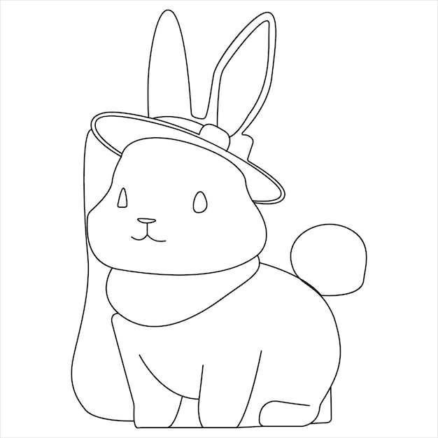 Dibujo continuo de una sola línea de conejo lindo y concepto de conejo de Pascua ilustración vectorial de contorno