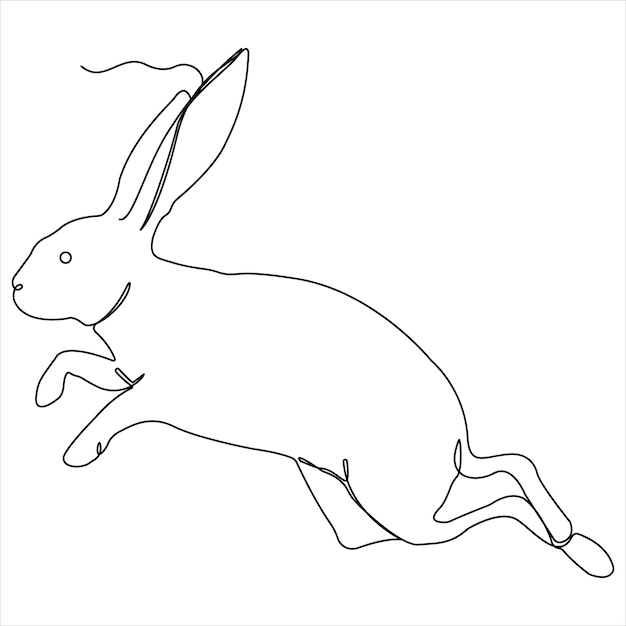 Vector dibujo continuo de una sola línea de conejo lindo y concepto de conejo de pascua ilustración vectorial de contorno