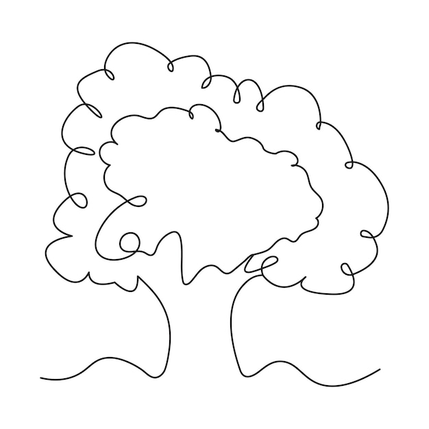 dibujo continuo de una sola línea del contorno del árbol de vector ilustración artística diseño minimalista.