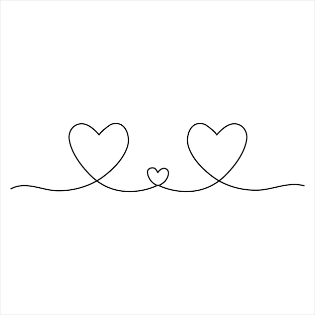 Dibujo continuo de una sola línea corazón amor del día de San Valentín ilustración vectorial dibujada a mano aislada