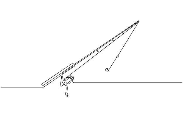 Un dibujo continuo de una sola línea de dibujo de la caña de pesca
