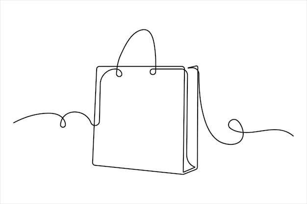Dibujo continuo de una sola línea del diseño de la bolsa de compras Ilustración vectorial de una línea de una simple bolsa de papel