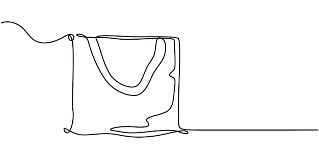 Dibujo continuo de una sola línea del diseño de la bolsa de compras Ilustración vectorial de una línea de una simple bolsa de papel