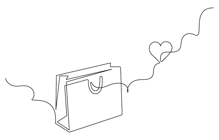Vector dibujo continuo de una sola línea del diseño de la bolsa de compras ilustración vectorial de una línea de una simple bolsa de papel