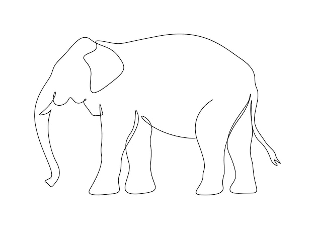 Dibujo continuo de una sola línea de un elefante Logotipo animal aislado en un vector de fondo blanco