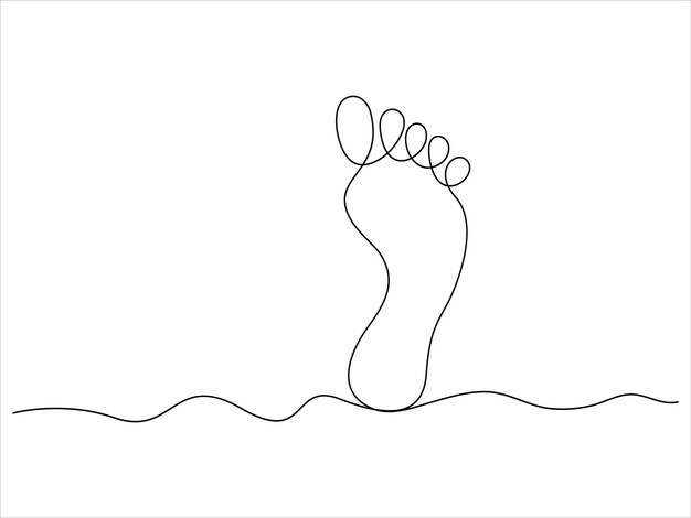 Dibujo continuo de una sola línea de elegancia de pie descalzo ilustración vectorial de estilo de pierna femenina