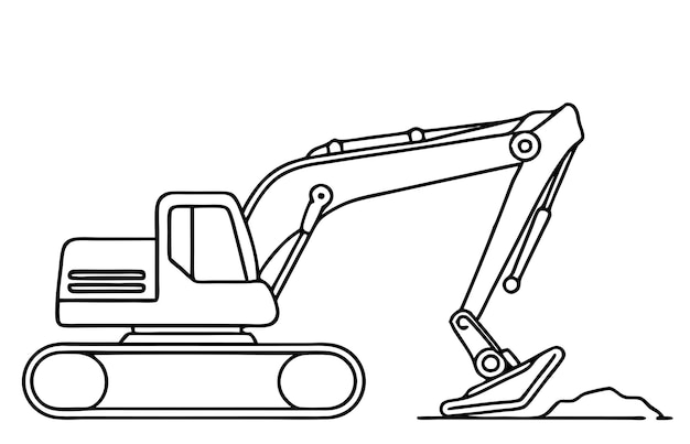 un dibujo continuo de una sola línea de una excavadora en ilustración vectorial de arte de líneas 11