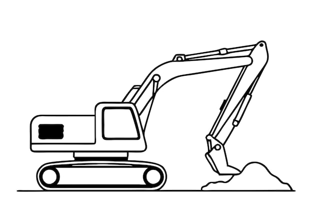 un dibujo continuo de una sola línea de una excavadora en ilustración vectorial de arte de líneas 12