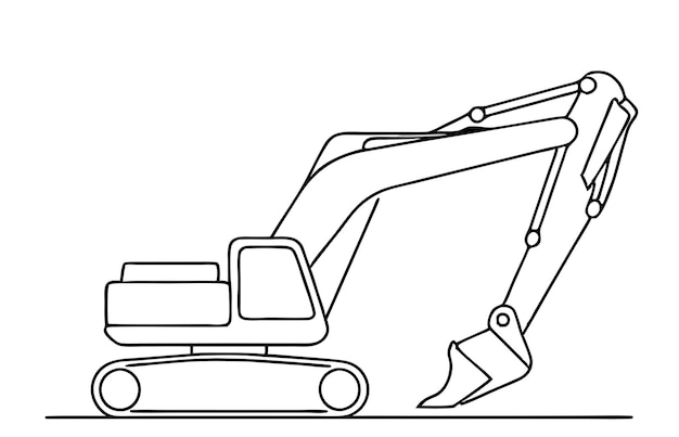 un dibujo continuo de una sola línea de una excavadora en ilustración vectorial de arte de líneas 20
