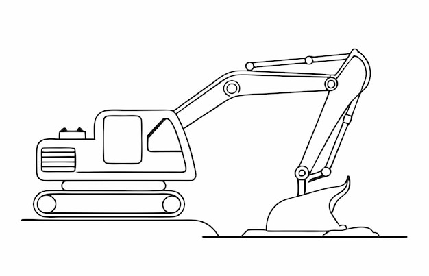 un dibujo continuo de una sola línea de una excavadora en ilustración vectorial de arte de líneas 28