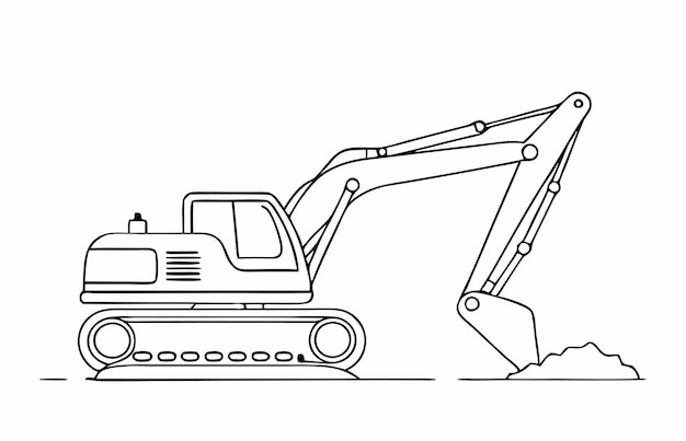 un dibujo continuo de una sola línea de una excavadora en ilustración vectorial de arte de líneas 32