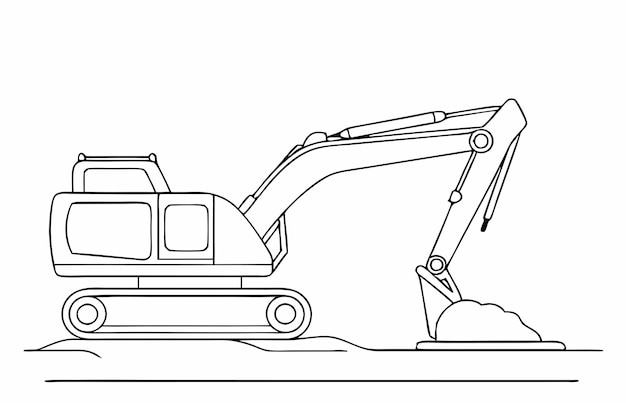 un dibujo continuo de una sola línea de una excavadora en ilustración vectorial de arte de líneas 7