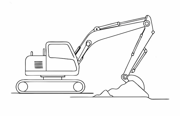 un dibujo continuo de una sola línea de una excavadora en ilustración vectorial de arte de líneas 8