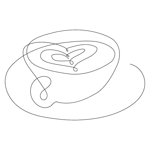 dibujo continuo de una sola línea en forma de corazón aislado en fondo blanco amor y romance