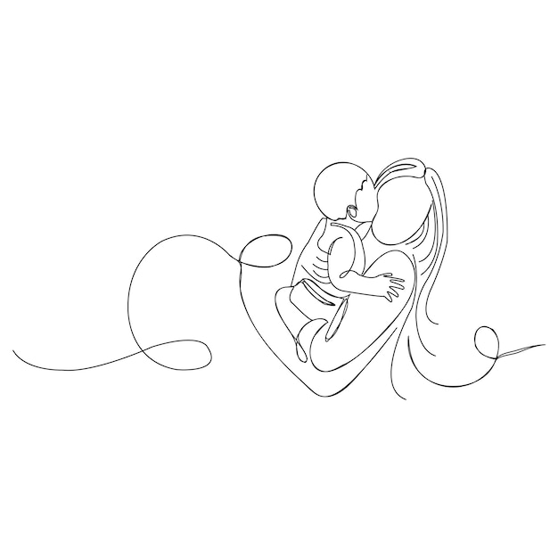 dibujo continuo de una sola línea en forma de corazón aislado en fondo blanco amor y romance