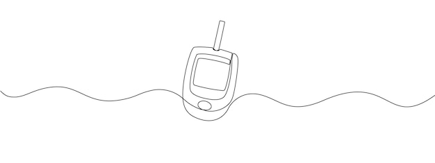 Dibujo continuo de una sola línea de un glucometro para el monitoreo del azúcar en la sangre Dibujo vectorial editable mínimo de una única línea de equipos médicos para el tratamiento de la diabetes Día Mundial de la Diabetes
