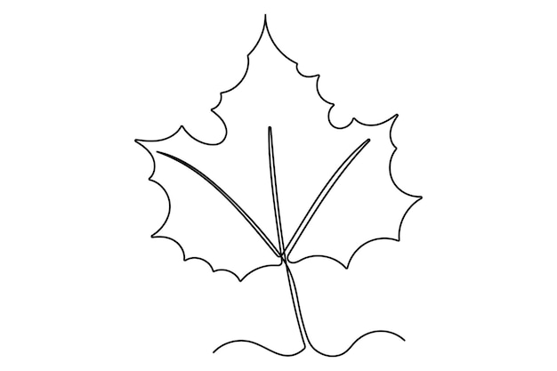 Dibujo continuo de una sola línea de una hoja Ilustración vectorial de contorno de trazo editable