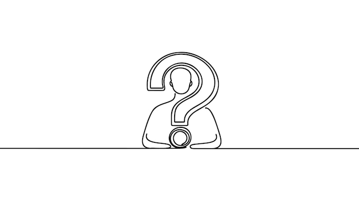 Vector dibujo continuo de una sola línea hombre pensante con icono de signo de interrogación concepto de ilustración vectorial